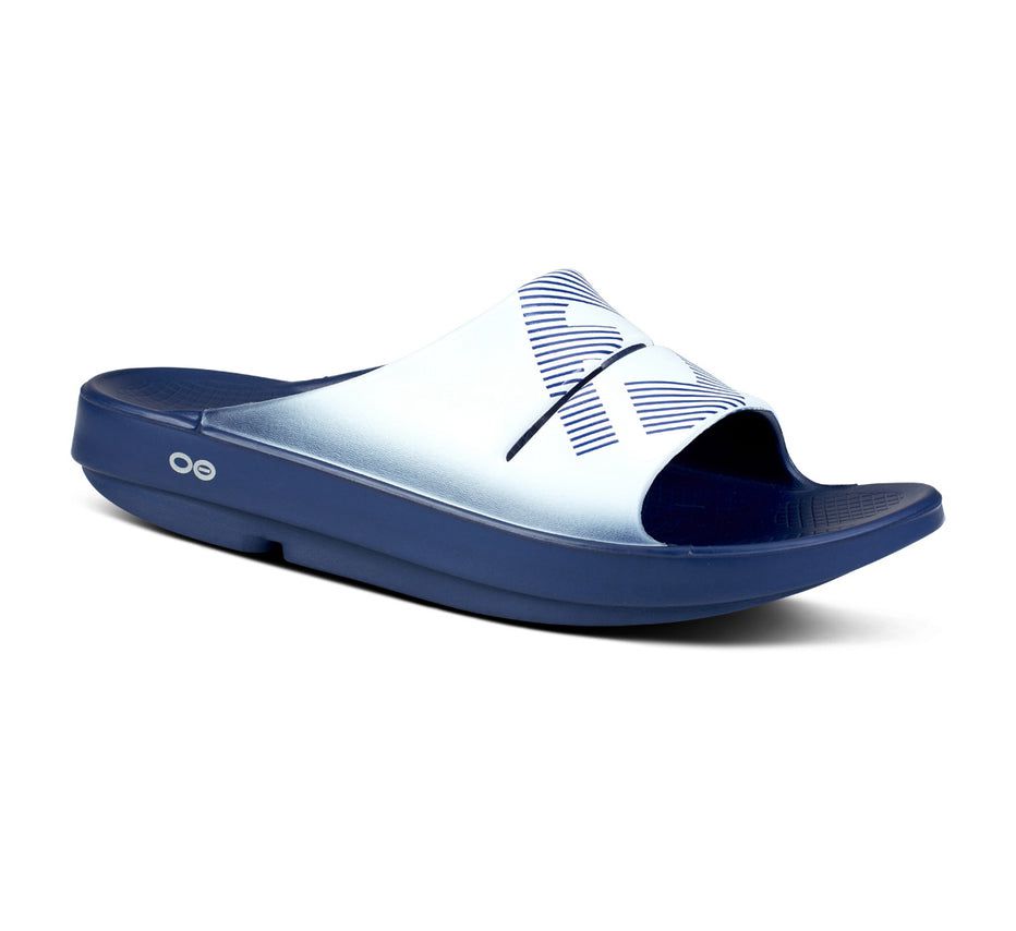 Oofos Men's Fj X Ooahh Spor - Slide White / Navy ( BZIHK-8146 )